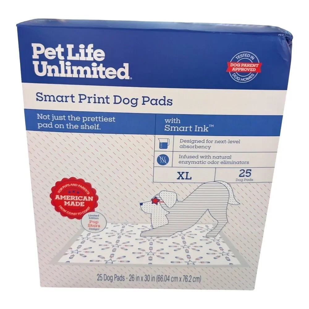 Pet Life Unlimited Smart Print dog Pads XL Training Pads 25 Pack Odor Resistant